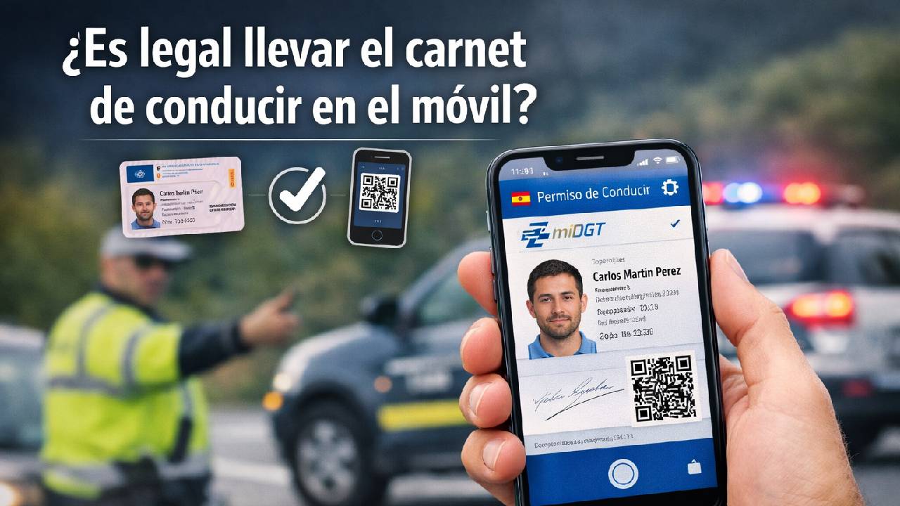 Con la aplicación miDGT es legal llevar el carnet de conducir en la aplicación móvil de la DGT